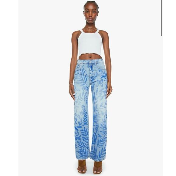 Mother Superior Denim - NWT MOTHER SUPERIOR The Lasso Sneak Jean in Pressed Leaves Wash Sz 30 Wide Leg